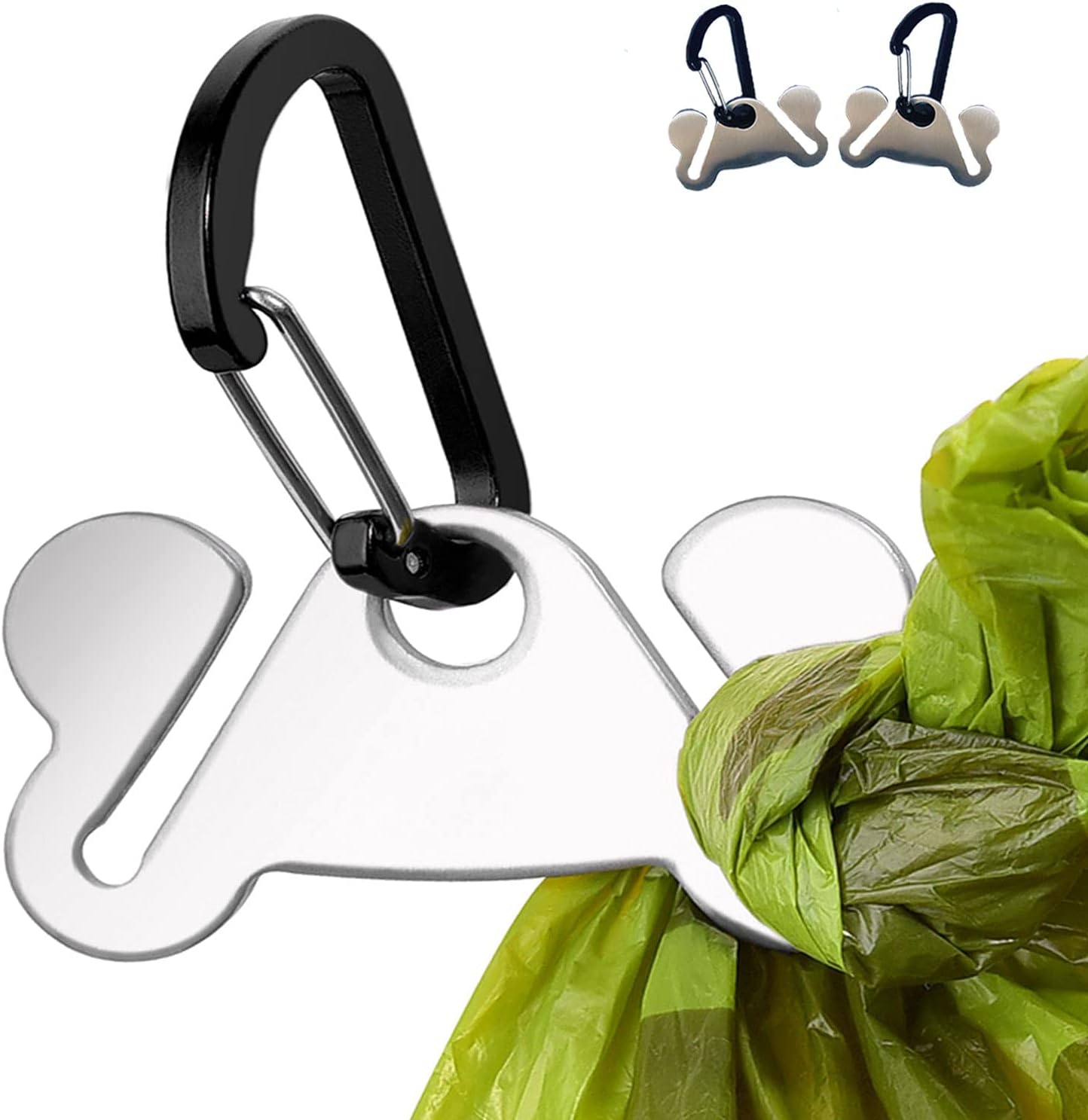 2PCS Dog Poop Bag Holder Leash Dogs Waste Bag Clip Dispenser Metal Carrier
