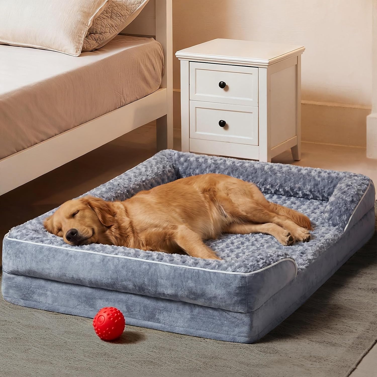 WNPETHOME Orthopedic Washable XL Dog Bed for Senior Dog Cozy Sleep