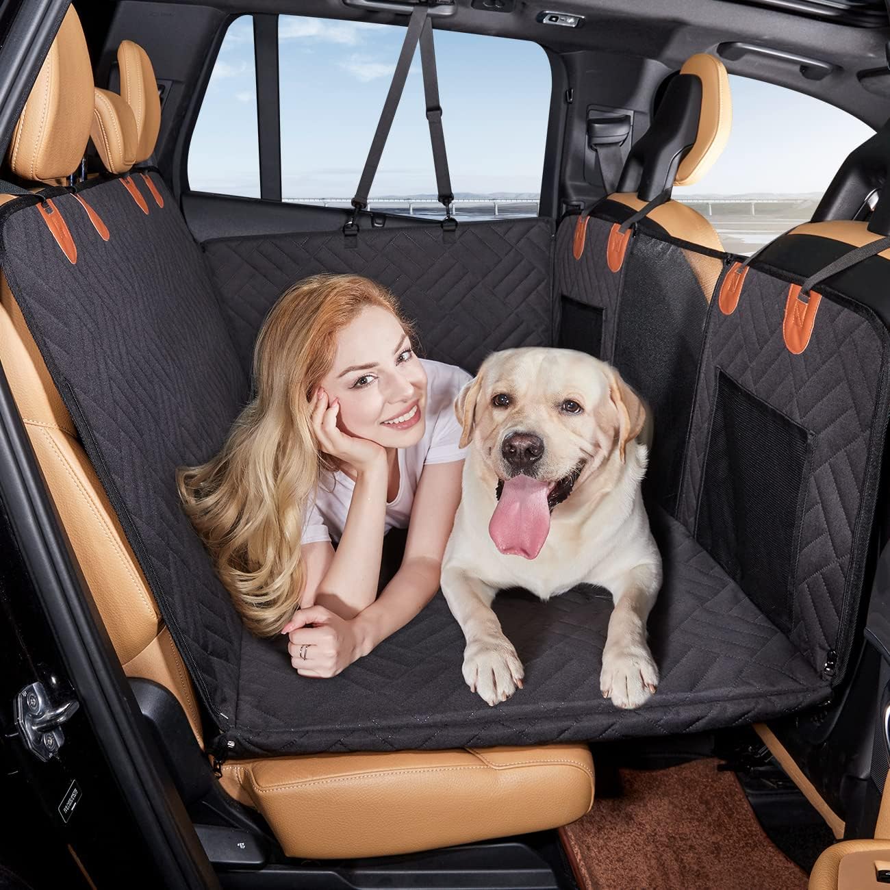 YJGF Hard Bottom Dog Car Seat Cover for Back Seat, Seat Extender for Dogs