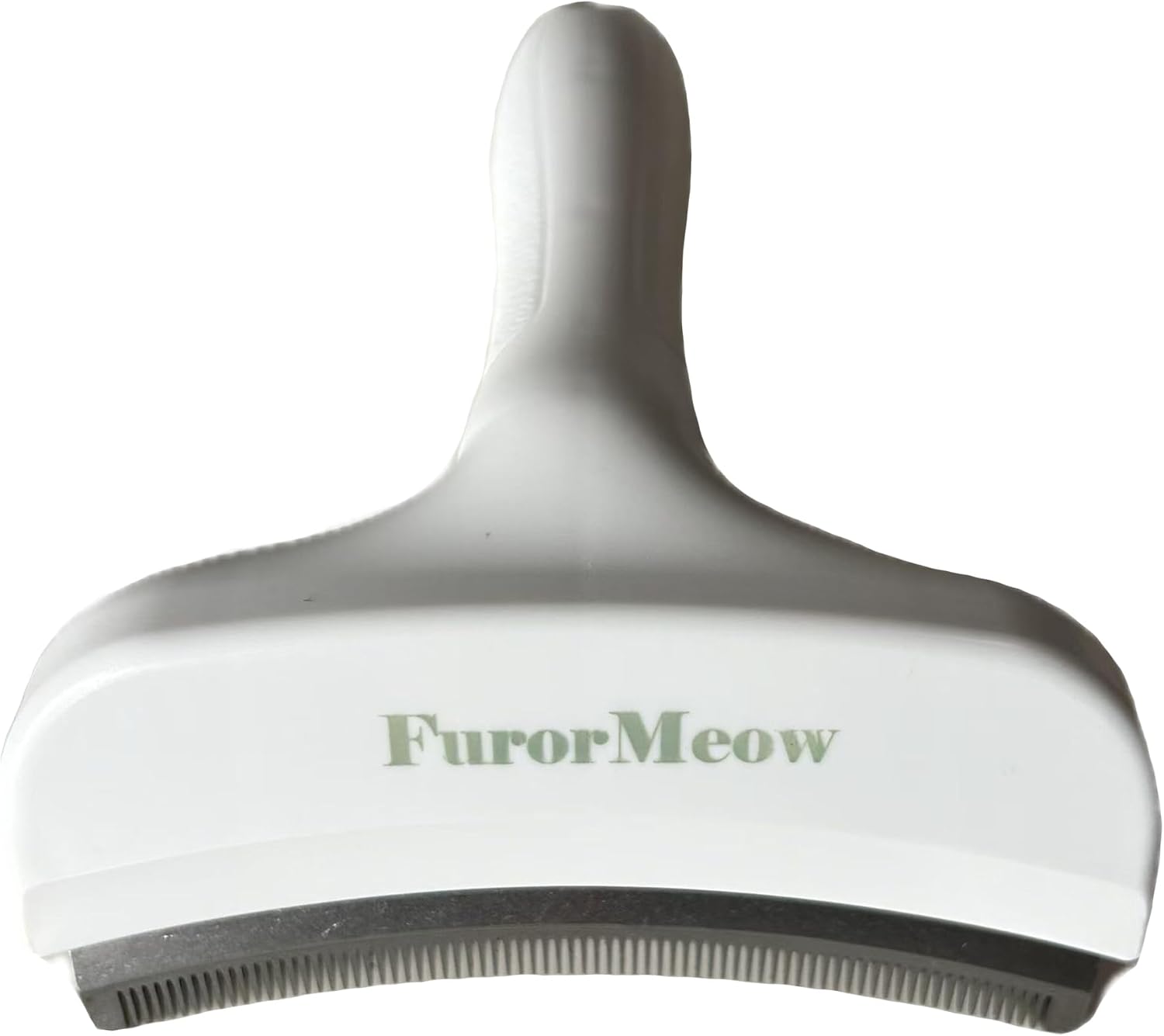 FurorMeow Pet Deshedding Tool with Curve Blade, Cat Grooming Brush, Tight V-shaped Teeth Shedding Comb for Cats and Dogs (White, Large)