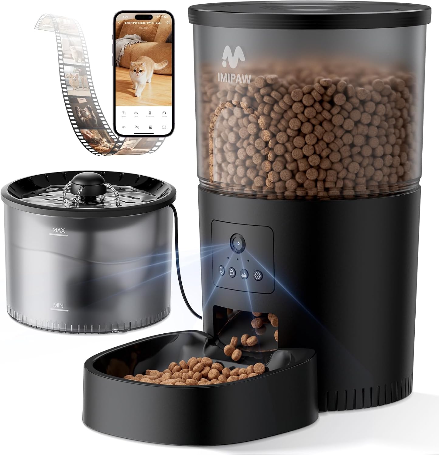 IMIPAW Automatic Cat Feeder with Camera and Water Fountain