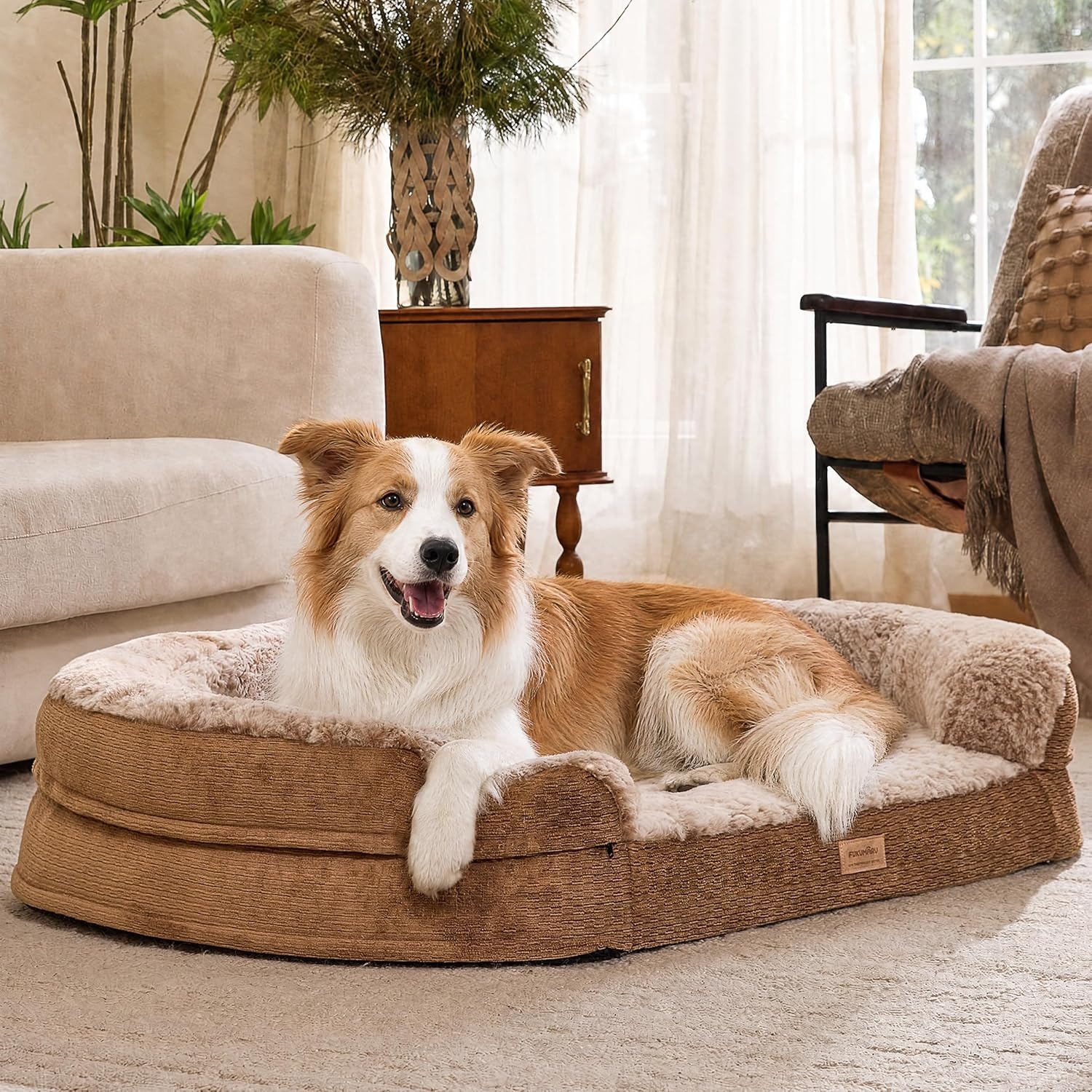 FUKUMARU Large Thickened Dog Couch Bed, Orthopedic, Waterproof & Washable
